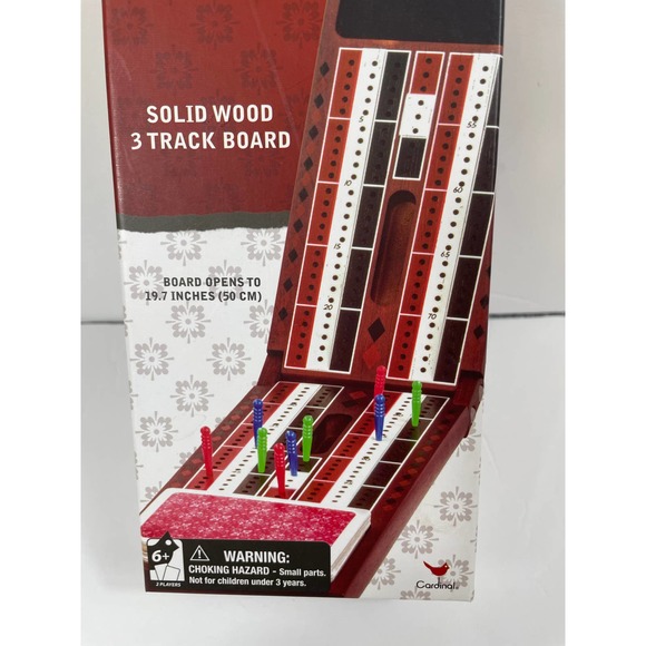 Cardinal Solid Wood Deluxe Cribbage Folding Board with Playing Cards New - Picture 4 of 9